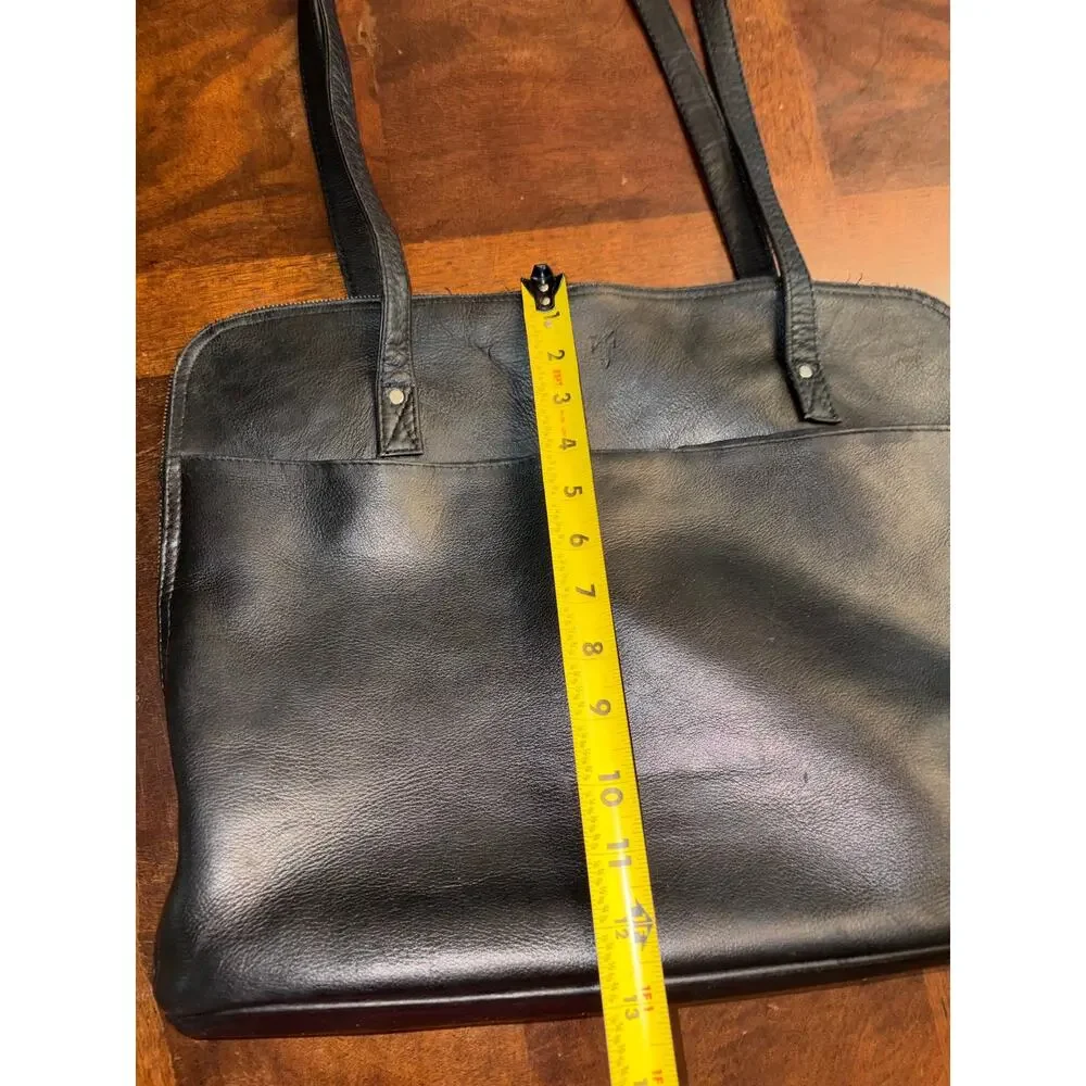 Vintage Frye Black Leather Tote Bag Laptop Work Purse